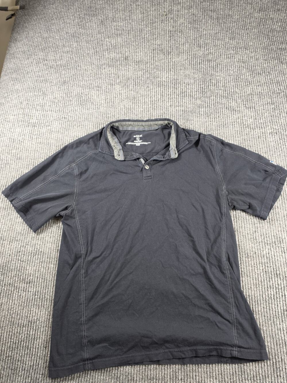 Kuhl Men's XL Wayfarer Irganic Cotton Polo Shirt Black Short Sleeve